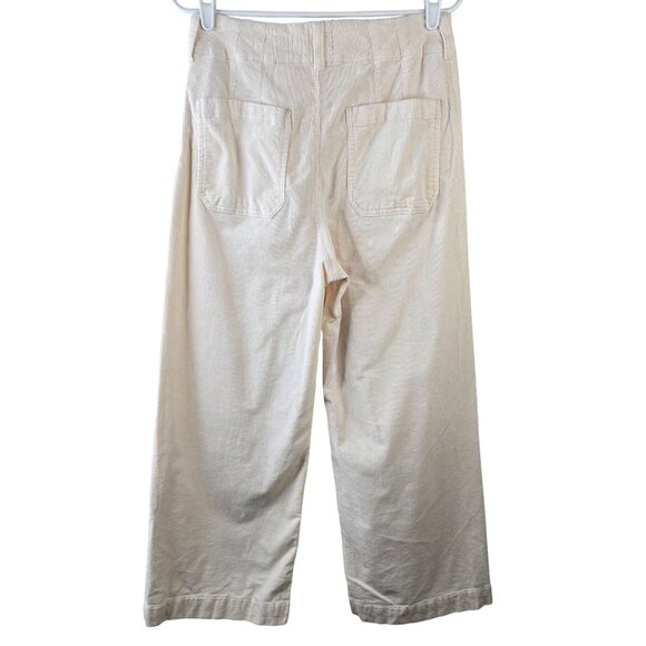 Maeve Colette Pants Size 30 Cream White Corduroy High Waisted Crop Wide Leg Crop - Picture 2 of 12